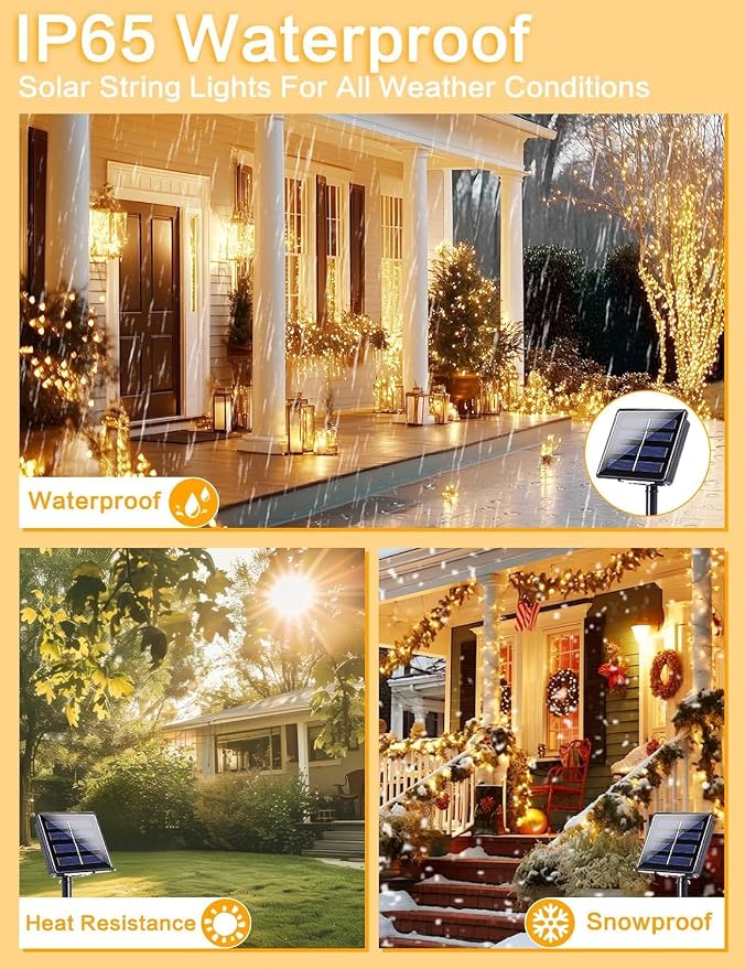 Solar String Lights Outdoor, 2 Pack 144FT 400 LED Solar Twinkle Lights - Image 3