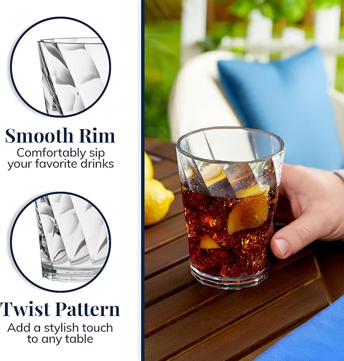 US Acrylic Optix Plastic Reusable Drinking Glasses 14oz Rocks Cups in Clear | - Image 4