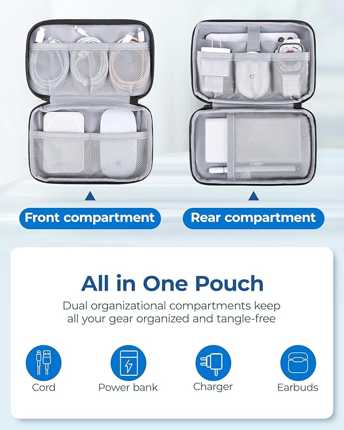 BAGSMART Electronics Organizer Travel Case, Cable Charger Cord Tech Organizer - Image 3