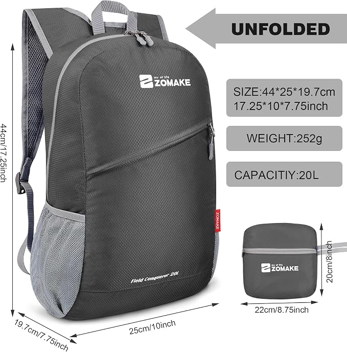 ZOMAKE Lightweight Packable Backpack, Foldable Backpacks Small Daypack - Image 2