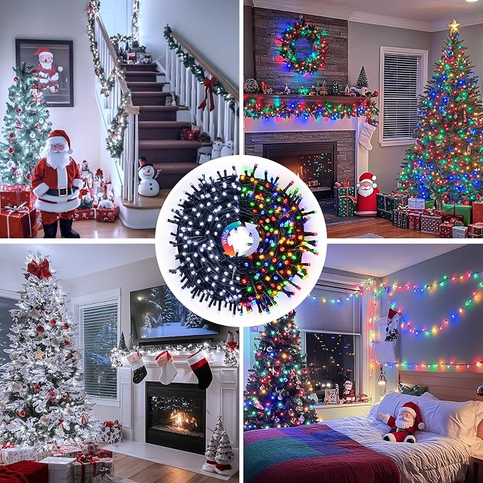 JMEXSUSS Color Changing Christmas Lights, 66ft 200 LED White & Multicolor - Image 5