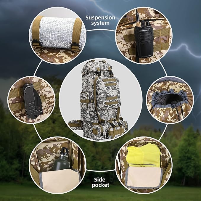 100L Camping Hiking Backpack, Molle military Tactical rucksack backpack - Image 4
