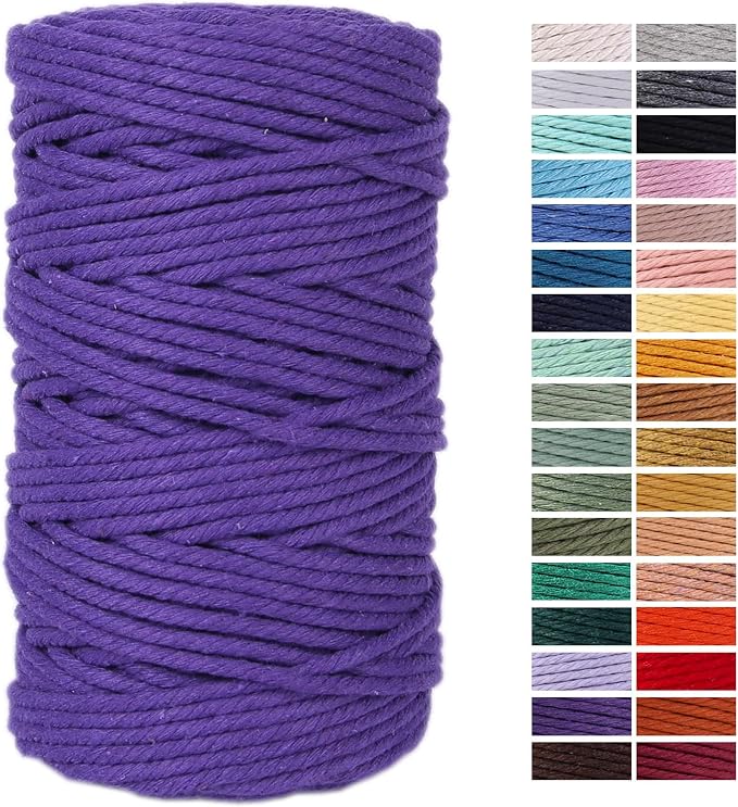 Dark Purple Macrame Cord 4mm x 109Yards, Colored Cotton Rope Craft Cord by AestheticDesignforYou