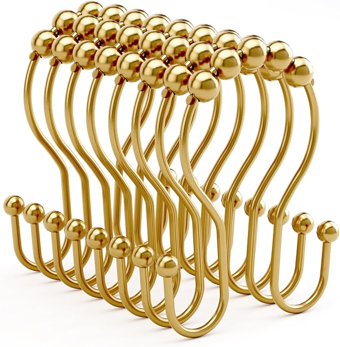 Bathway Shower Curtain Hooks, Shower Curtain Rings Rust Proof Double Hook by Bathway