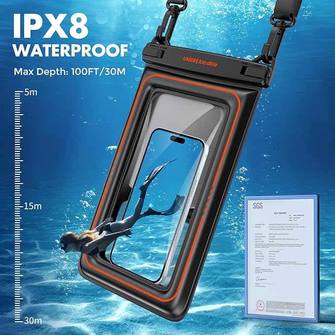 UNBREAKcableXL Size EXTRA Large Waterproof Phone Pouch Floating IPX8 Phone Case - Image 3