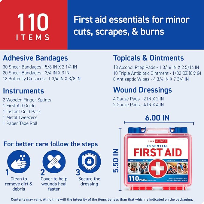 Care Science First Aid Kit, 110 Pieces | Professional Use - Image 6