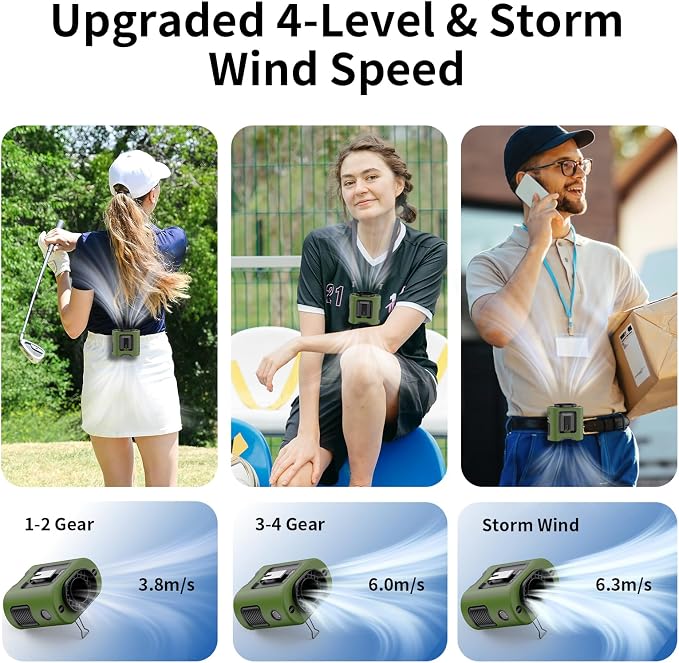 Socool 14500mAh Portable Waist Fan Clip on Belt 360 Rotation Wearable - Image 4