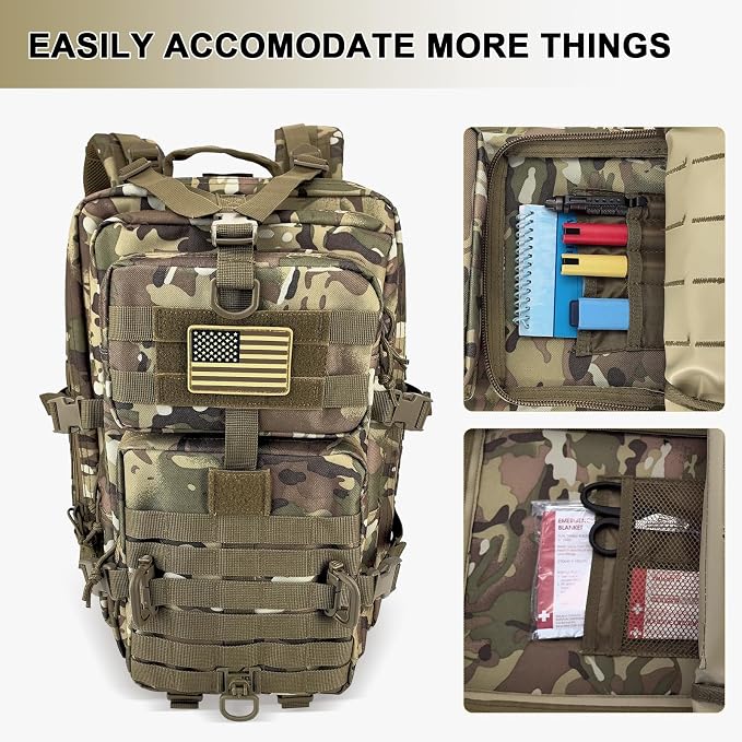 Hannibal Tactical MOLLE Assault Backpack, Tactical Backpack Military Army - Image 6