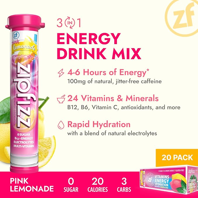 Zipfizz Daily Energy Drink Powder, 12 Pack | 3-in-1 Sustained Energy, Rapid - Image 2