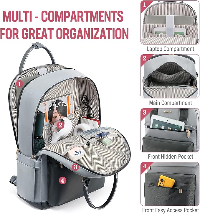 LOVEVOOK Laptop Backpack for Women Men, 17.3 Inch Laptop Bag - Image 3