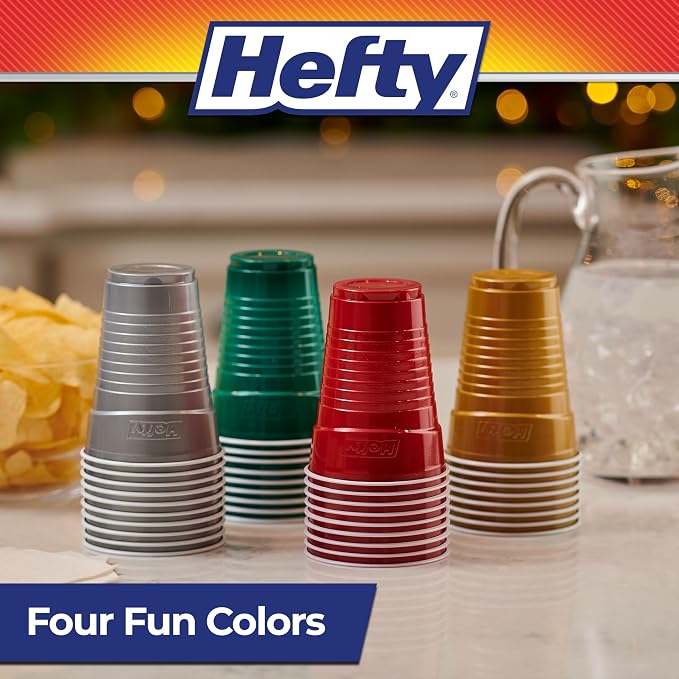 Hefty Party On Disposable Plastic Party Cups, 16 Oz Cups in Assorted Colors - Image 6