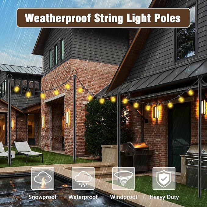 AILBTON 10Ft String Light Poles 6 Pack, Light Poles - Image 5