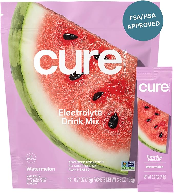 Cure Hydration | Plant-Based Electrolyte Drink Mix | No Added Sugar | FSA-HSA | by CureHydration