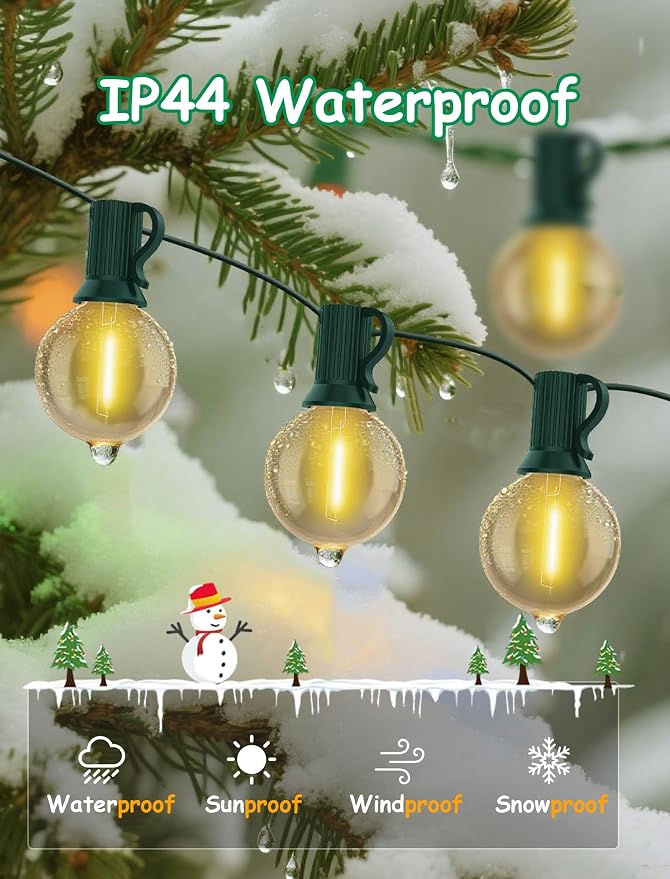 25FT LED Outdoor Christmas String Lights Waterproof, Hanging G40 Globe Patio - Image 3