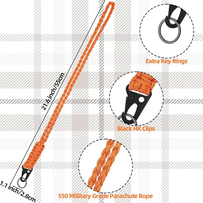 Frienda 2 Set Heavy Duty Paracord Lanyard Necklace Whistles Strap Braided 550 - Image 2