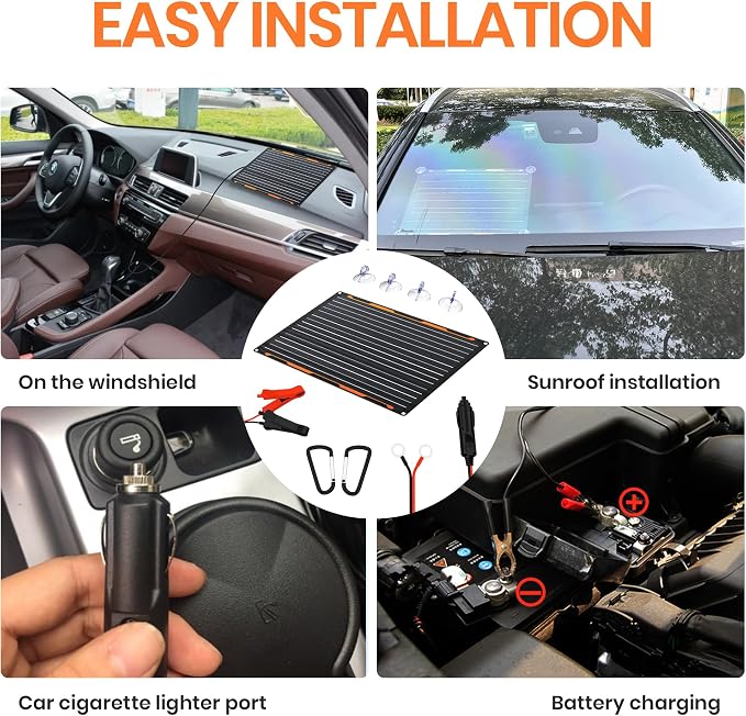 FlexSolar 20W 12V Solar Panel Battery Charger Maintainer Kits Trickle Charger - Image 5
