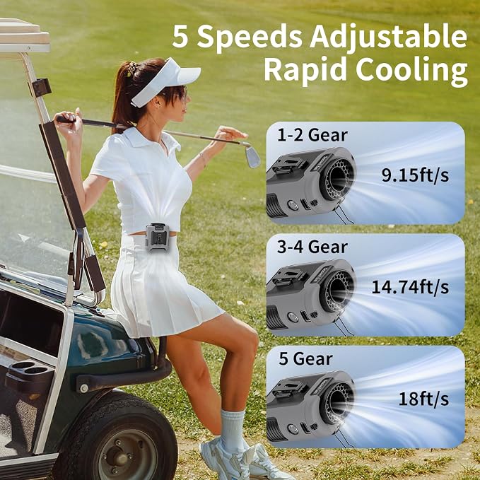 Socool 10000mAh Portable Waist Fan Clip on Wearable Belt Personal Fan - Image 2