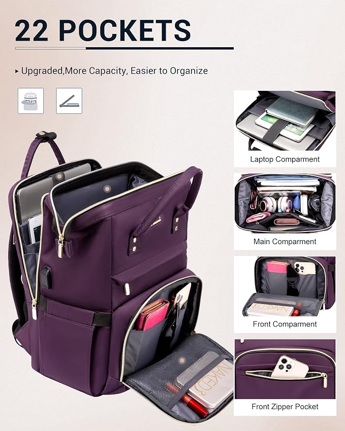 LOVEVOOK Laptop Backpack Women, 15.6 Inch Backpack - Image 3