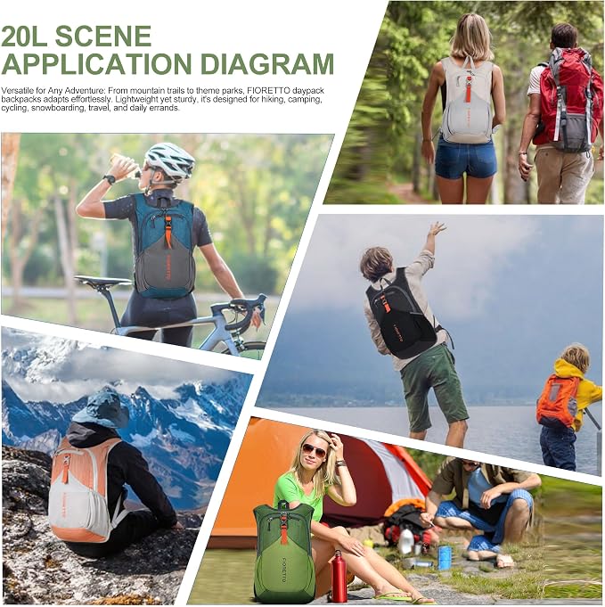 FIORETTO 20L Hiking Backpack for Women Men Mini Packable Backpack Lightweight - Image 9