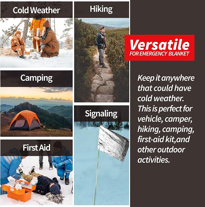 Emergency Thermal Blanket, Mylar Space Blanket Survival Kit - Image 7