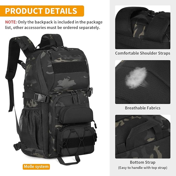HUNTVP Tactical Backpack Military MOLLE Backpack Hunting Rucksack Gear Assault - Image 6