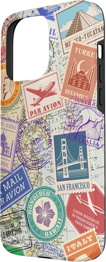 World Map Travel Passport Stamps Postage Stamp Case - Image 2
