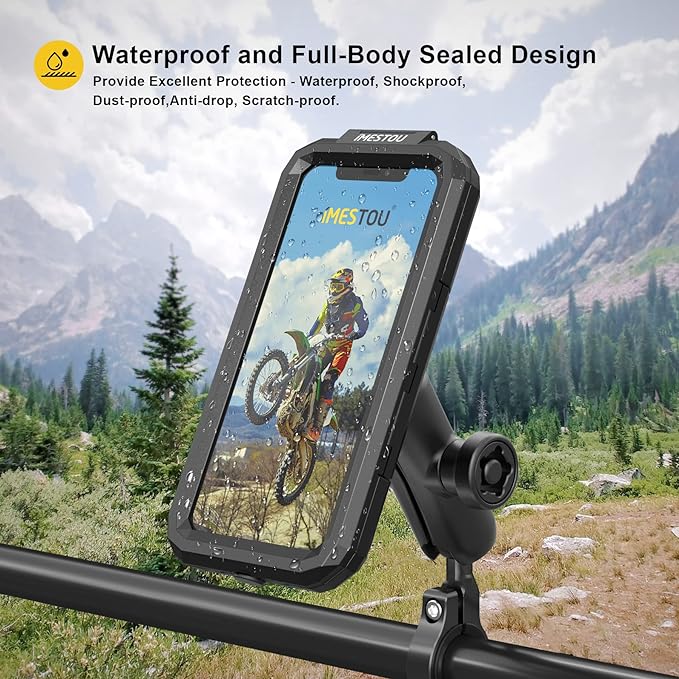 iMESTOU Anti-Theft Waterproof Motorcycle Phone Mount Bike Mobile Holder Double - Image 2