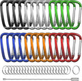 2.4" 24pcs Small Carabiner Clip Keychain, Aluminum D Ring Shape Clips by XIECHANEE