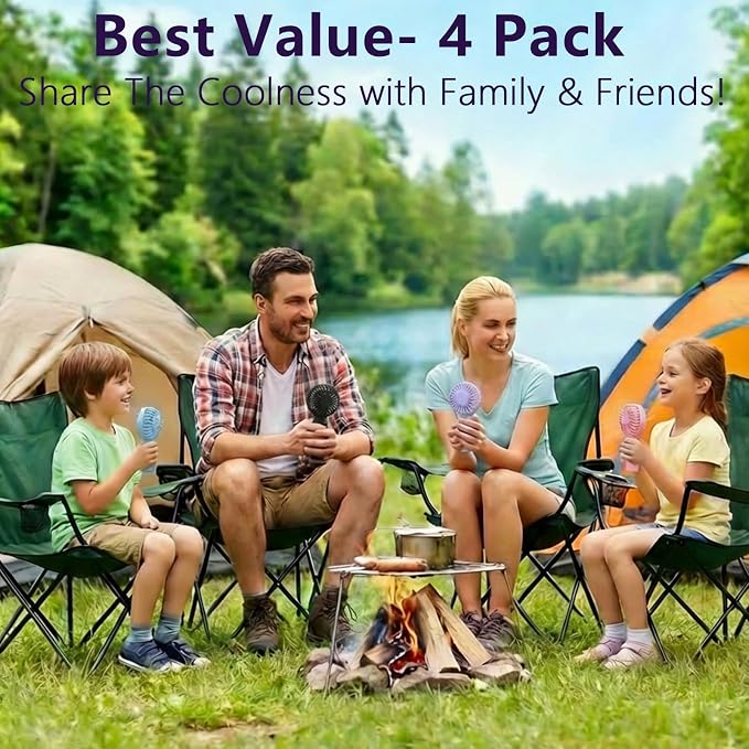 JODNO Mini Portable Handheld Fan 4-Pack, USB Rechargeable Battery Powered Small - Image 6
