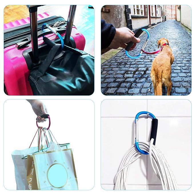4 Pack Large Carabiner 5.5" D Style Click and Carry Bag Carrier Stroller Hooks - Image 4