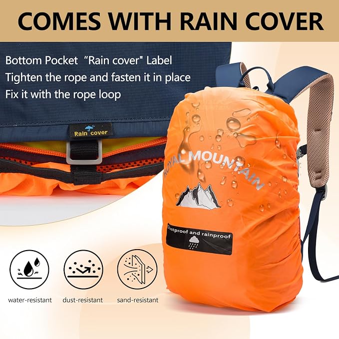 Hiking Backpack With Rain-cover, 30L Travel Backpacks - Image 3