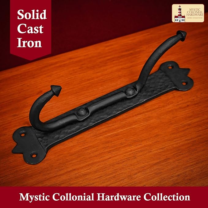 Mystic Colonial Solid Cast Iron Coat Hook – Large Vintage Victorian, Medieval - Image 7