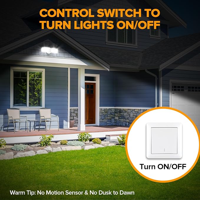 LUTEC 32W 3500LM Integrated Dual-Head LED Flood Light Outdoor, Switch - Image 3