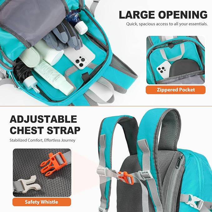 20L Hiking Backpack Lightweight Packable Hiking Daypack, Foldable Small Travel - Image 3