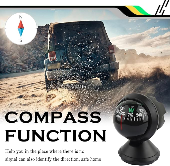 Compass for Car with Bottom Stick Car Compass Ball, Adjustible and Night Vision - Image 4