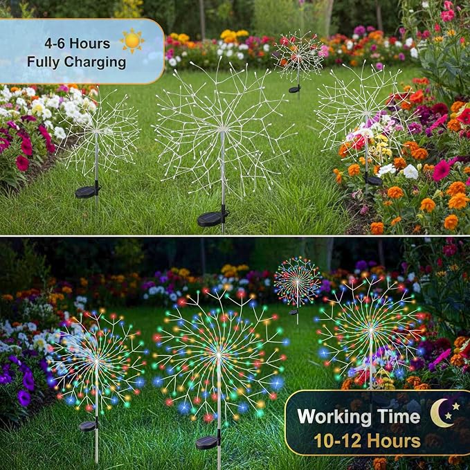 Solar Garden Lights Outdoor, 210 Led & 8 Modes Solar Firework Lights Decorative - Image 4