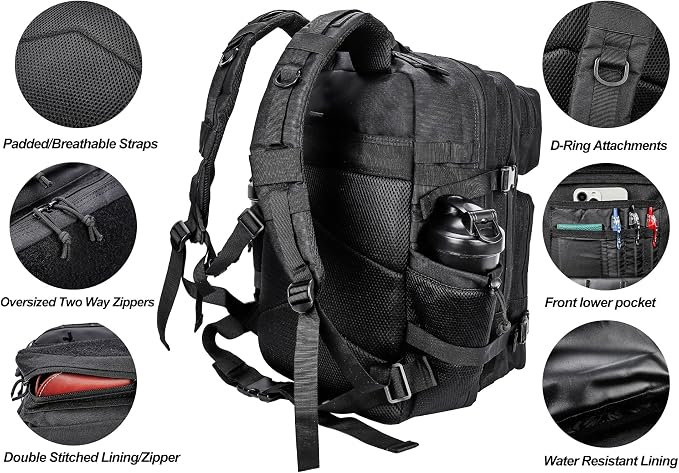 LHI Military Tactical Backpack for Men and Women 45L Army 3 Days Assault Pack - Image 5