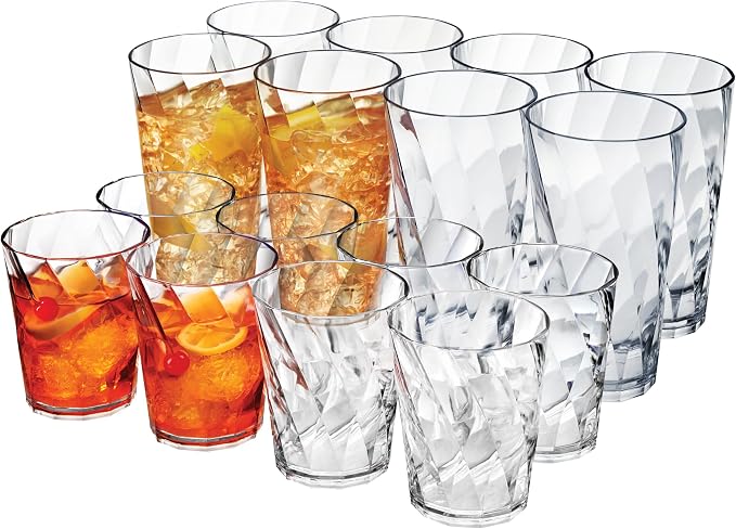 US Acrylic Optix Plastic Reusable Drinking Glasses 14oz Rocks & 20oz Water Cups by USAcrylic