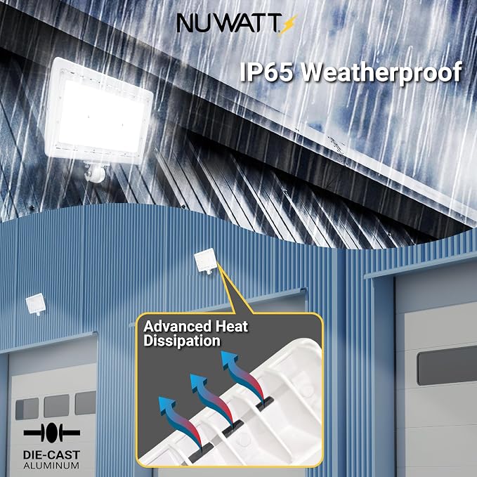 NUWATT 30W LED Flood Light, 3CCT 3000K/4000K/5000K Selectable, IP65 Waterproof - Image 3