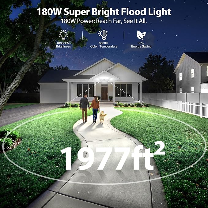Olafus 180W Flood Lights Outdoor, 18000LM Super Bright Security Lights - Image 4