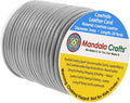 Mandala Crafts Round Cowhide Genuine Gray Leather Cord by MandalaCrafts