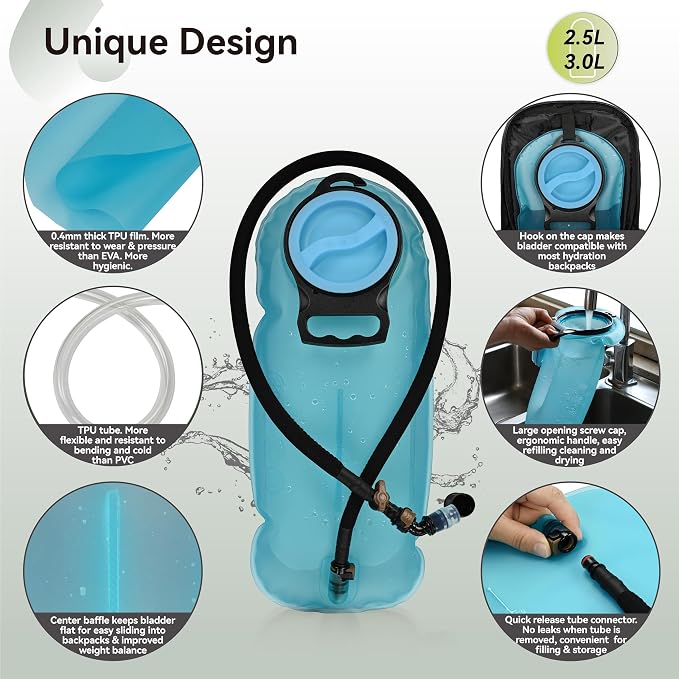 MARCHWAY 2L/2.5L/3L TPU Hydration Bladder, Ultra Durable Water Reservoir Bag - Image 3