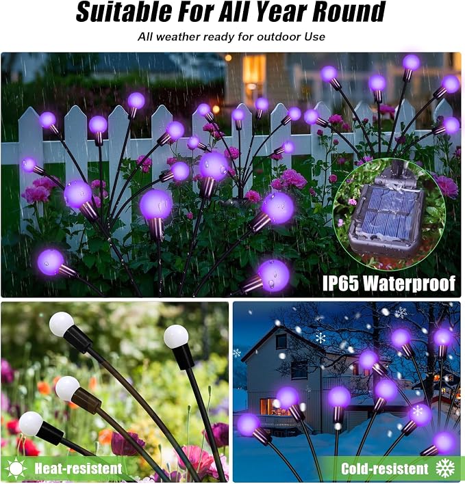 NBQQ Solar Garden Lights Outdoor, Waterproof Solar Powered Lights - Image 3