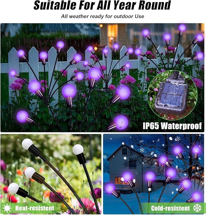 NBQQ Solar Garden Lights Outdoor, Waterproof Solar Powered Lights - Image 3