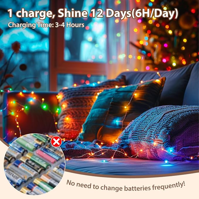 HXWEIYE Rechargeable Fairy Lights - Image 3