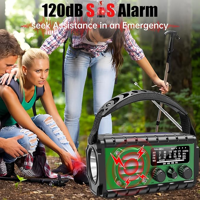Aivica 20000mah Emergency Radio, SW/NOAA/AM/FM Weather Radio, Solar Powered - Image 5