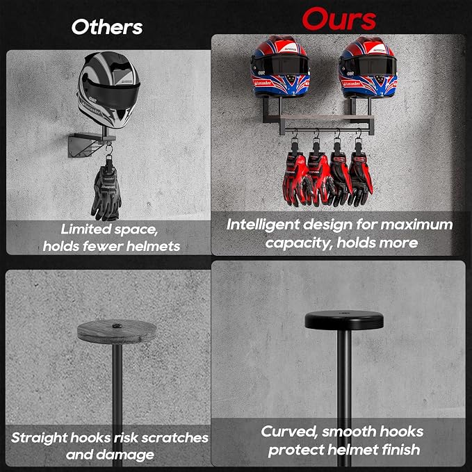 Motorcycle Helmet Holder Wall Mount, Helmet Rack - Image 3