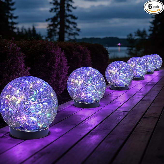 JKIMK Solar Globe Lights Outdoor Waterproof-Solar Balls Garden-Cracked Glass by JKIMK
