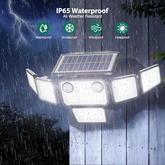 Solar Lights Outdoor, 6000LM 310 LEDs Dual Motion Sensor Solar Flood Lights 6 - Image 6