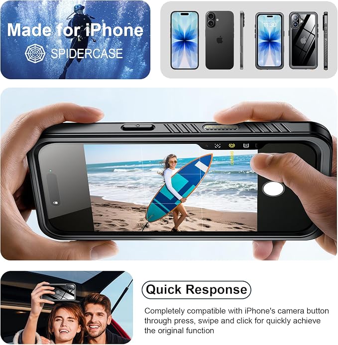 SPIDERCASE for iPhone 17 Case Waterproof, Built-in Lens & Screen Protector - Image 7